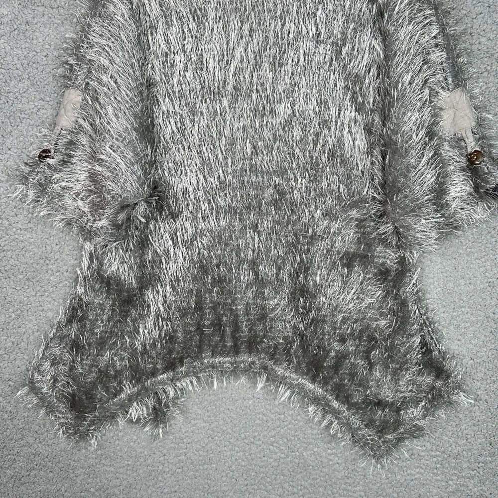 Kaktus‎ Gray Fuzzy Textured Cardigan Sweater Women’s Small Boho Button Front